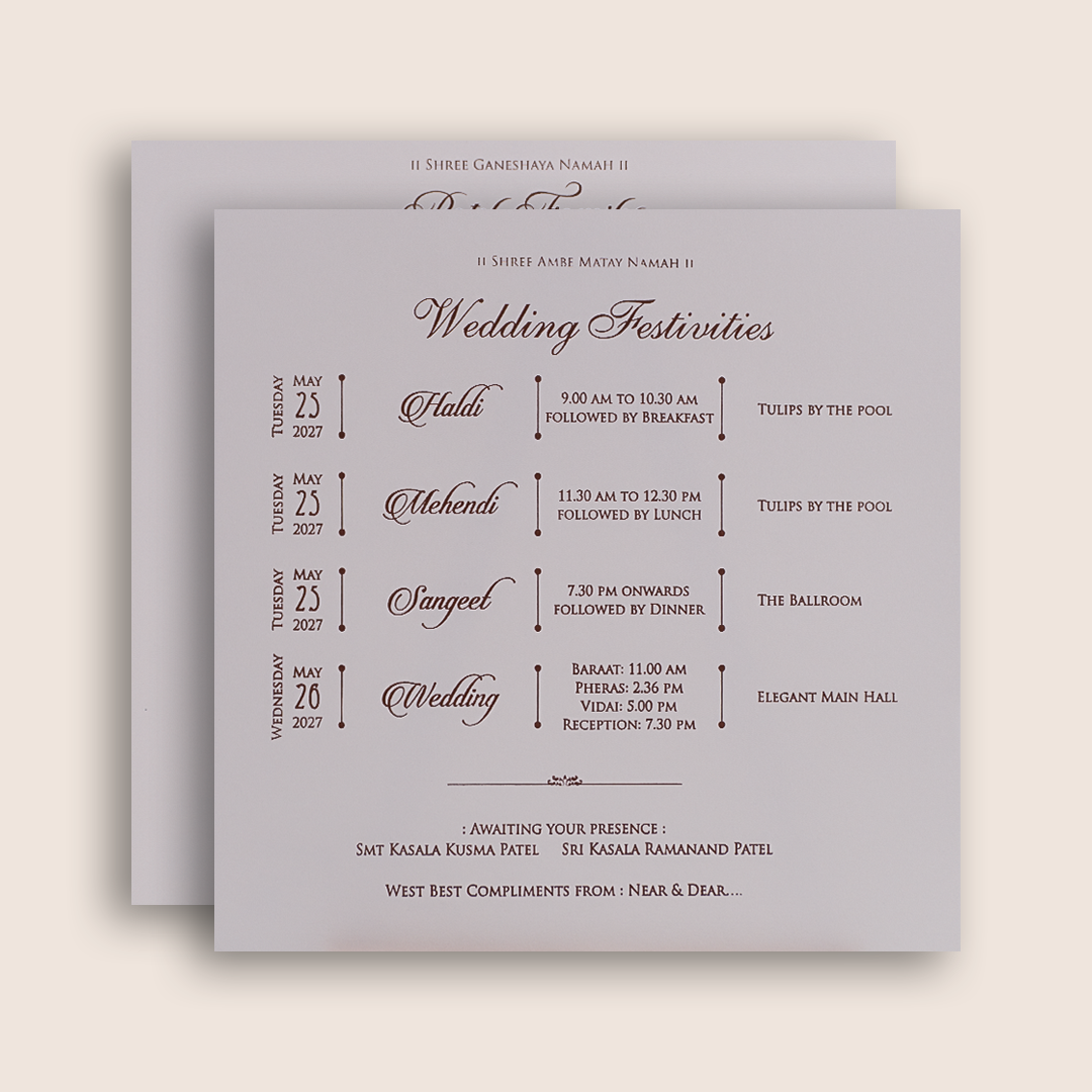 White Embossed Floral Padded Wedding Card - KRE29100