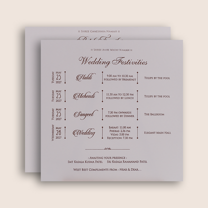 White Embossed Floral Padded Wedding Card - KRE29100