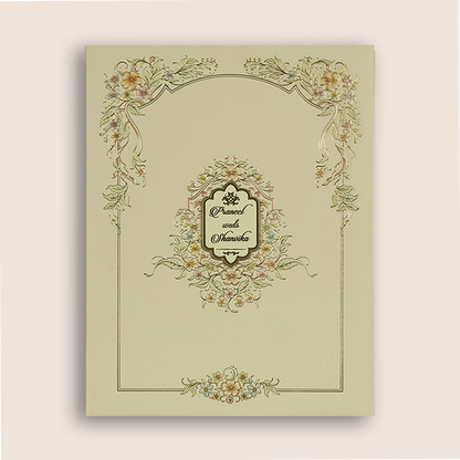 Cream Padded Floral Invitation Card - KAA06430
