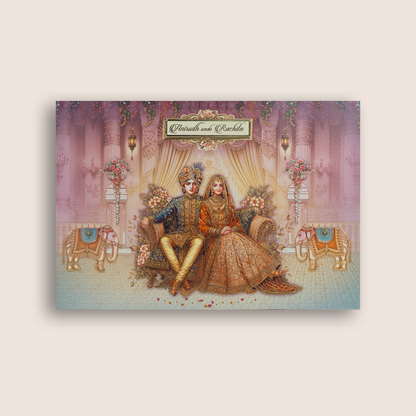 Lavender Royal Palace Bride Groom wedding card -KAA05320