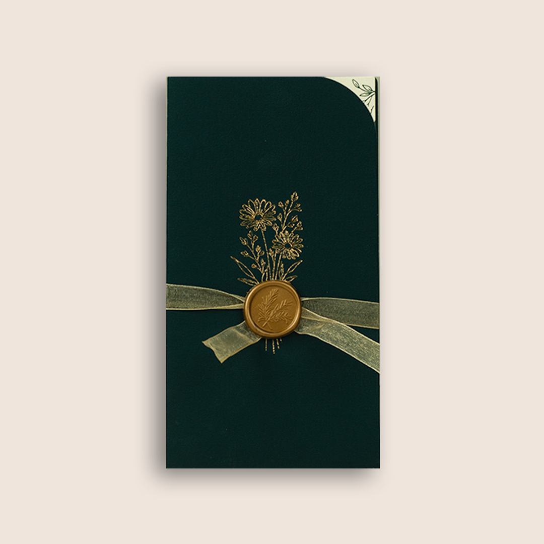 Teal Green Floral Wedding Card - KJP25260