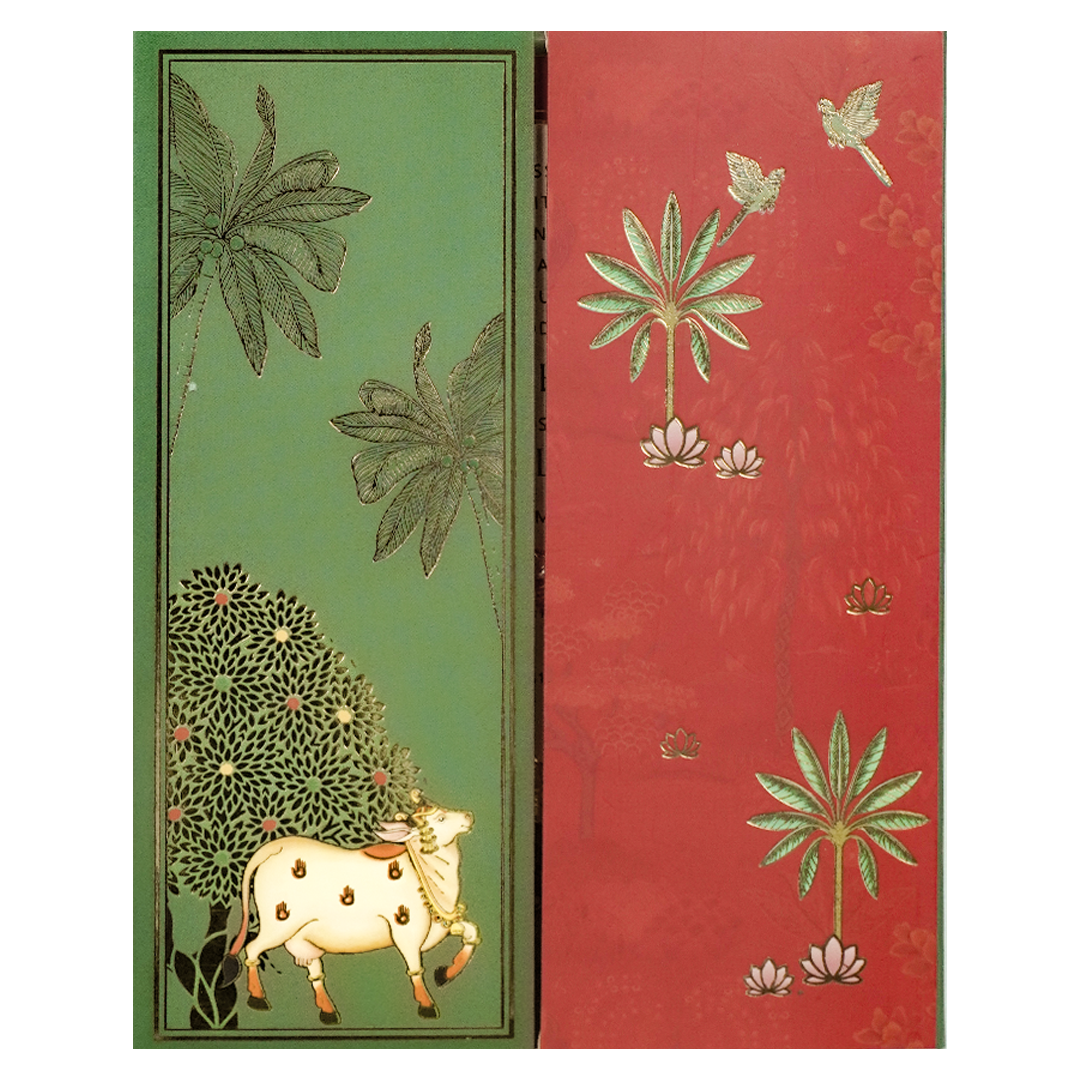 Green Red Cow Palm Padded Wedding Card-KBM05160