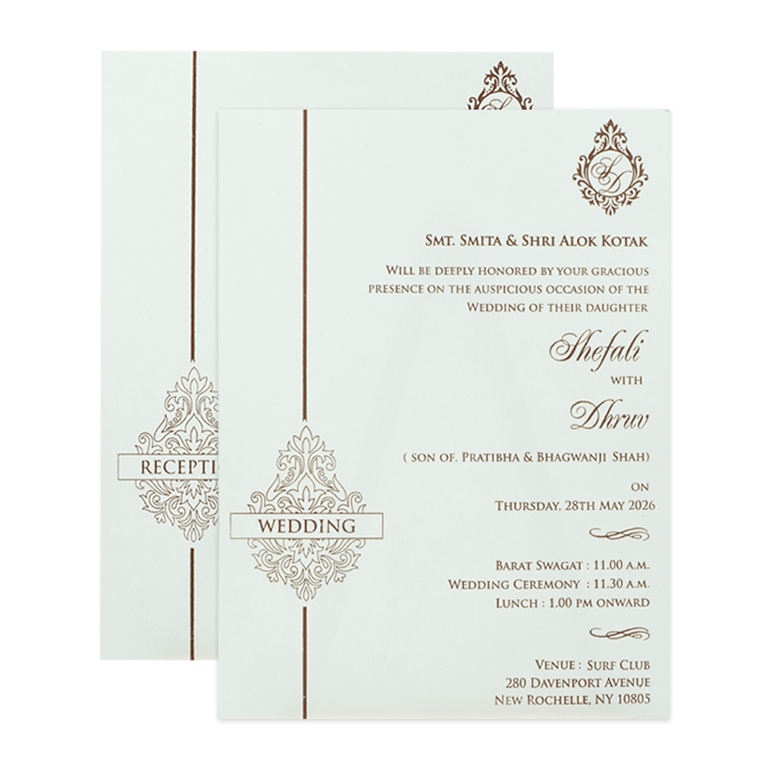 White Floral Gold Foil Wedding Card-KRE28500
