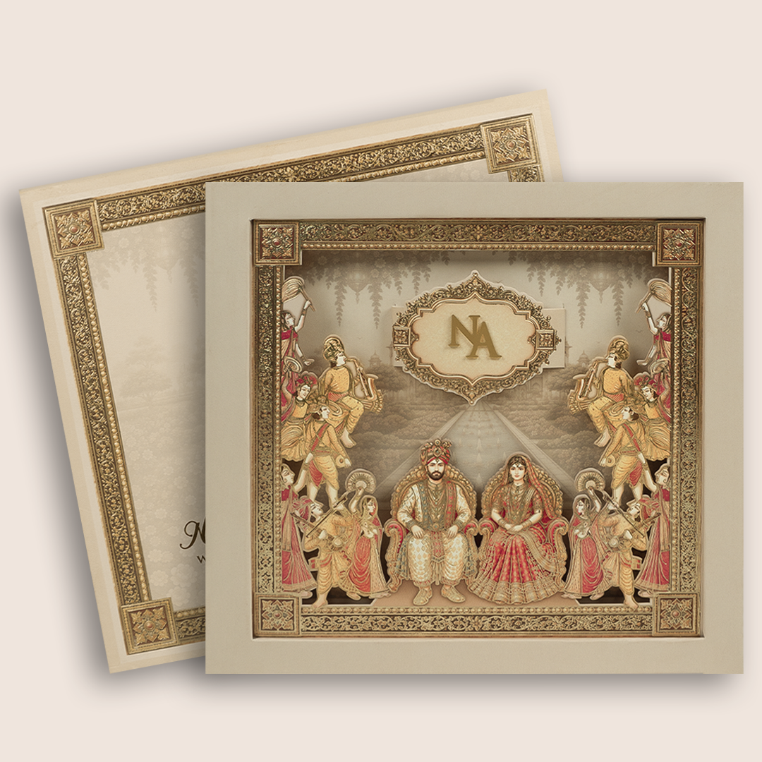 Pink Royal Bride Groom Laser Cut Padded Marriage Card  - KPR026180