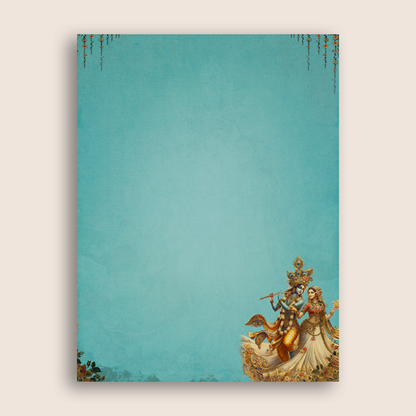 Royal Blue Radha Krishna Padded Wedding Card - KAA05770