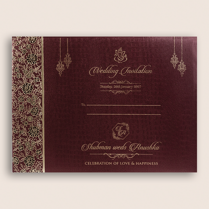 Wine Floral Padded Marriage Invitation - KRB10450