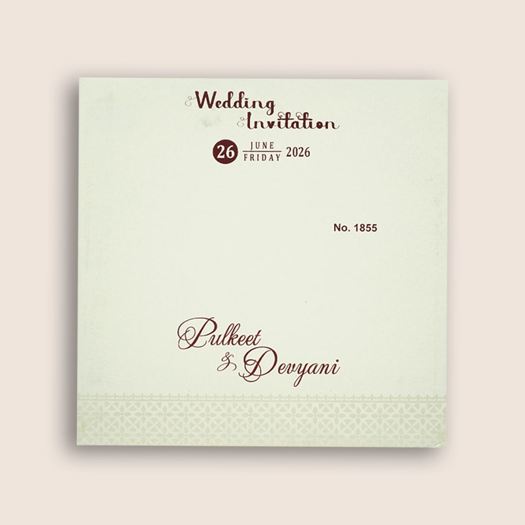 White Floral Padded Door Style Wedding Card - KJTS1855
