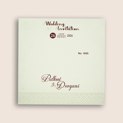 White Floral Padded Door Style Wedding Card - KJTS1855