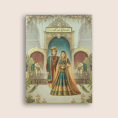 Grey Royal Bride Groom Padded Wedding Card - KAA05680