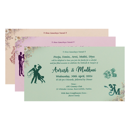 Purple Floral Padded Wedding Card-KSH72280