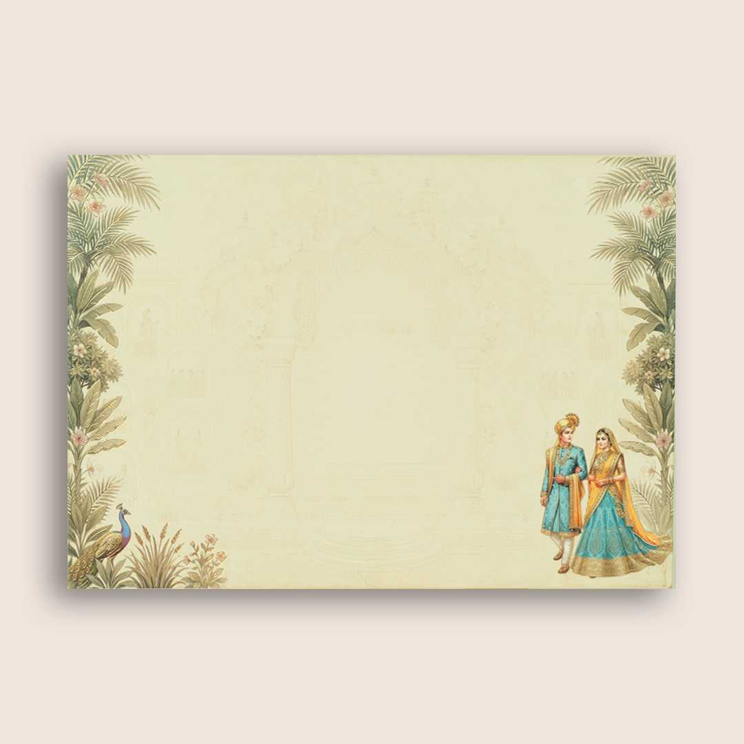 Beige Bride Groom Padded Wedding Card - KAA06110
