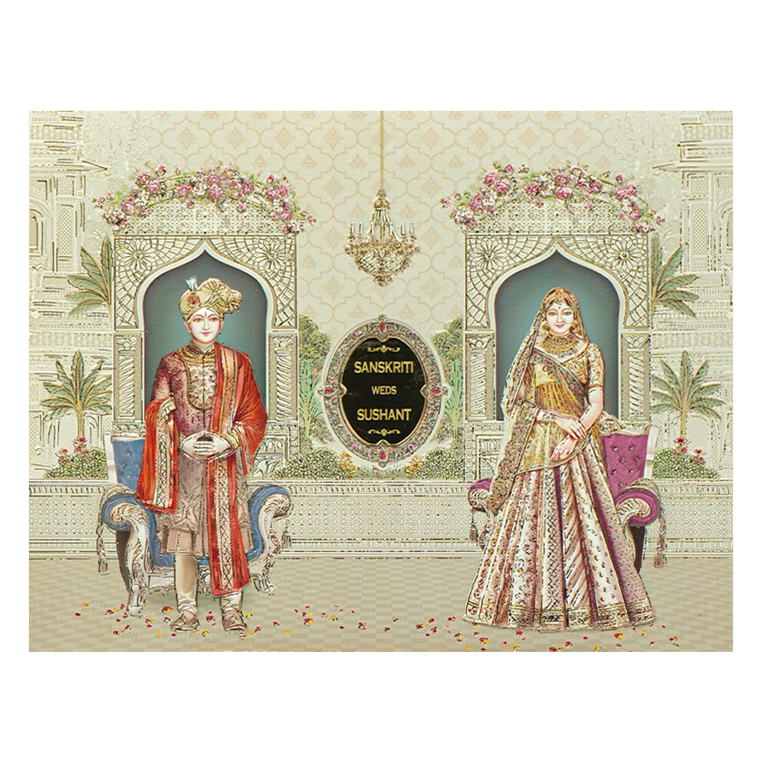 Royal Palace Bag Style Wedding Card-KSI64690