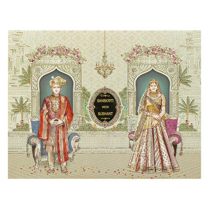 Royal Palace Bag Style Wedding Card-KSI64690