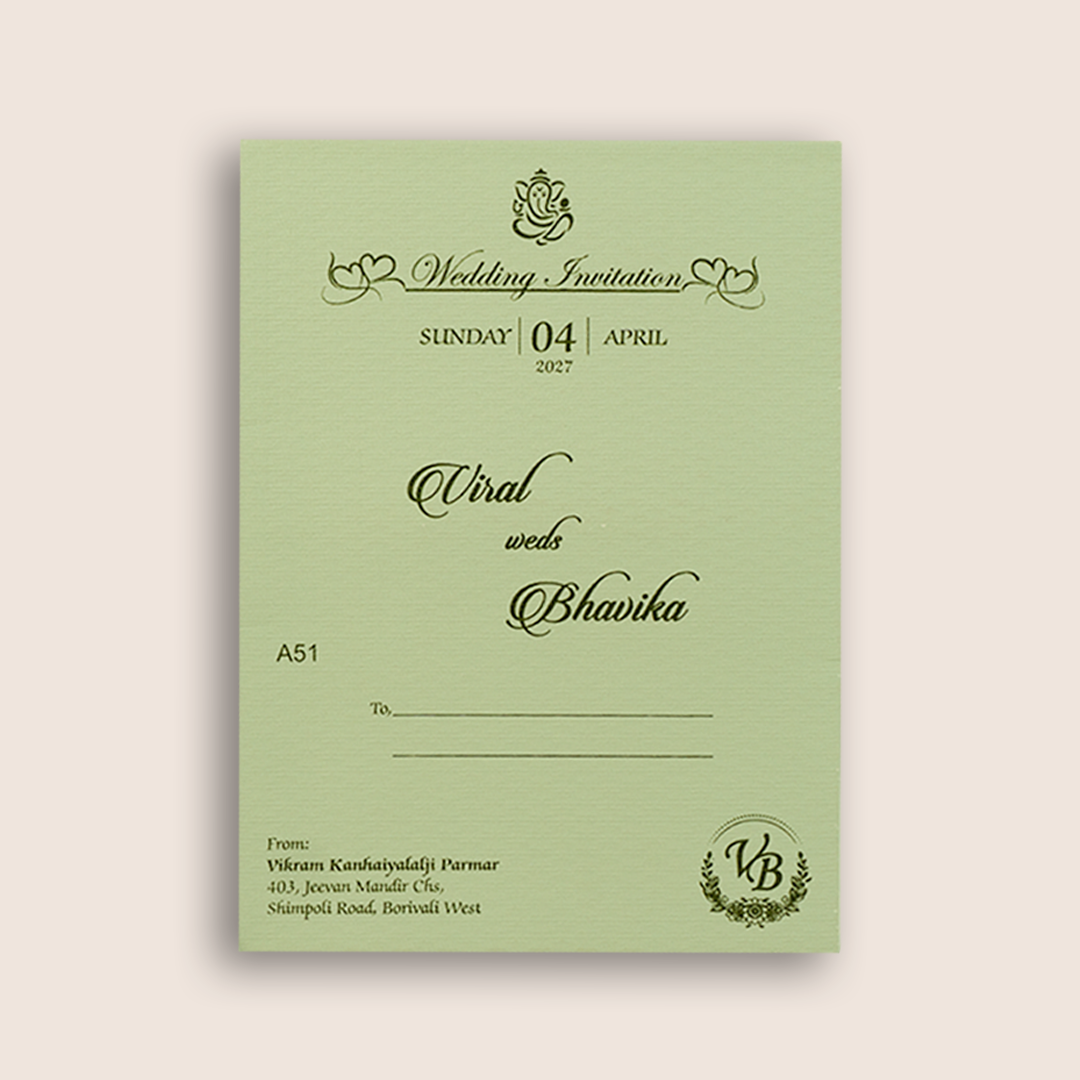 Light Green Floral Wedding Invitation - KMARA510