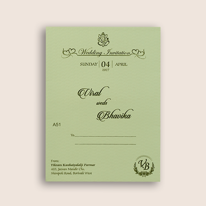 Light Green Floral Wedding Invitation - KMARA510