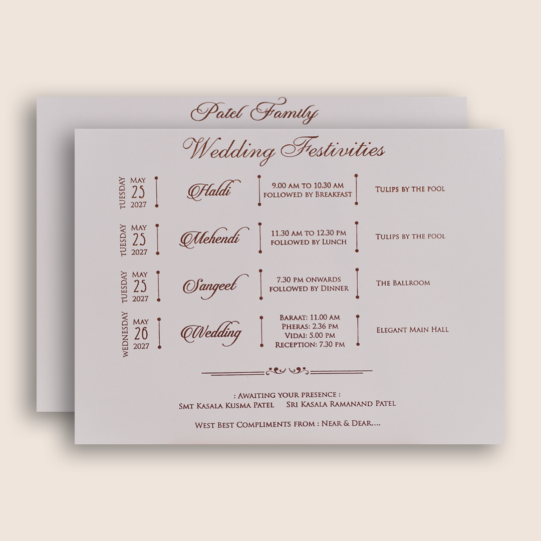 Ivory Embossed Floral Padded Wedding Invitation Card - KRE29250