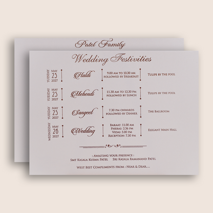 Ivory Embossed Floral Padded Wedding Invitation Card - KRE29250