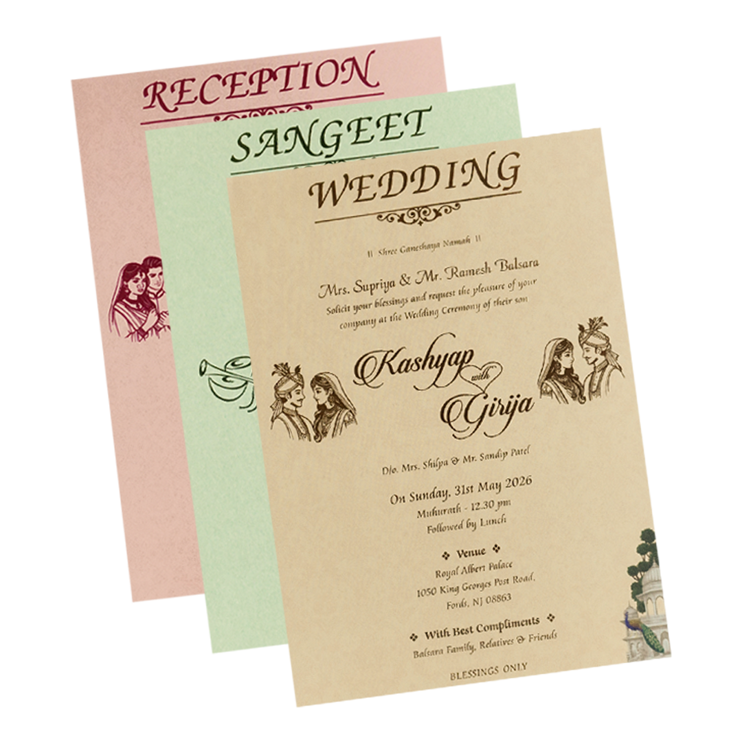 White Royal Elephant Padded Wedding Card-KSH72260