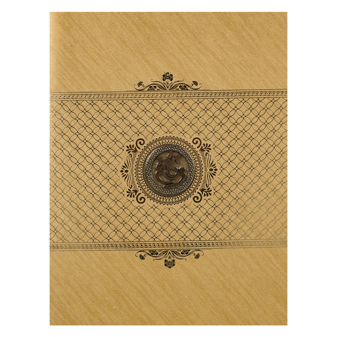 Classic Gold Ganesha Wedding Card-KNR5035G