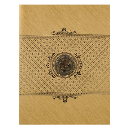 Classic Gold Ganesha Wedding Card-KNR5035G