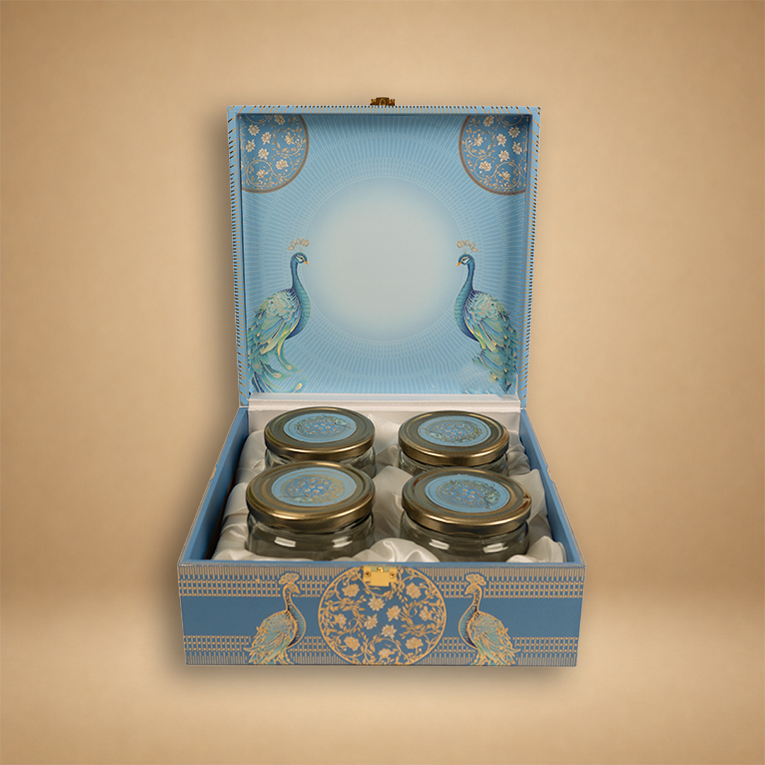 Blue Floral Peacock Luxury Sweet Jar Box - KBX27014