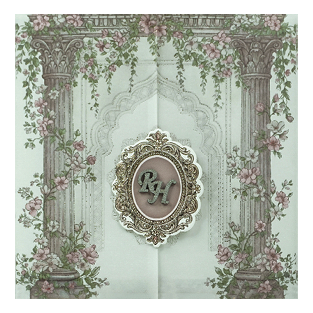 Pink Arch Floral Wedding Card-KSI65130