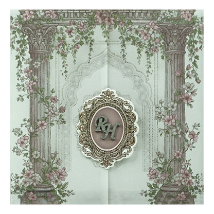 Pink Arch Floral Wedding Card-KSI65130