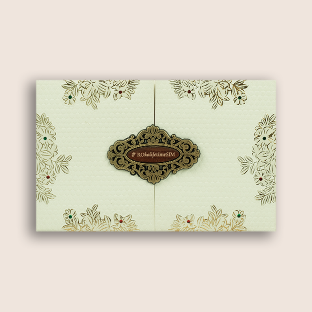 White Floral Lattice Padded Wedding Invitation Card- KJTS1853