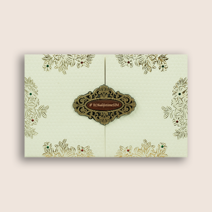 White Floral Lattice Padded Wedding Invitation Card- KJTS1853