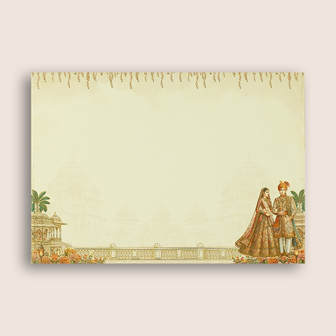 White Bride Groom Padded Door Style Wedding Card - KAA06020