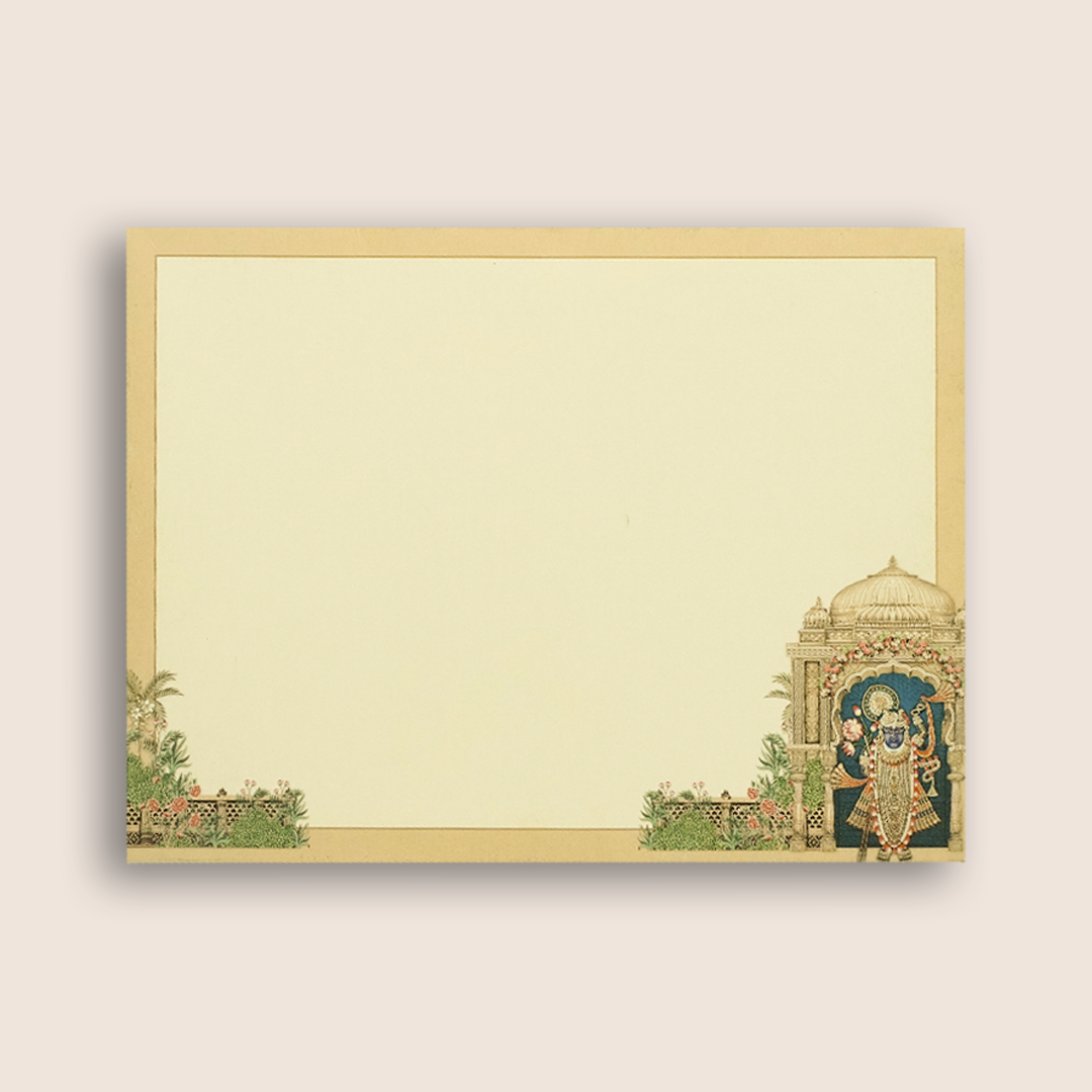 Cream Lord Shrinathji Wedding Card - KAA05400