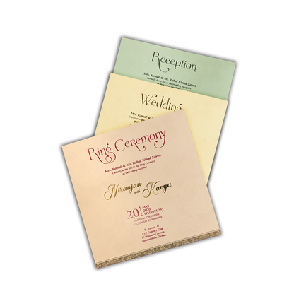 Cream Floral Padded Wedding Card-KSH72670