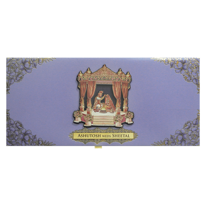 Purple Mandap Padded Wedding Card-KPR24880