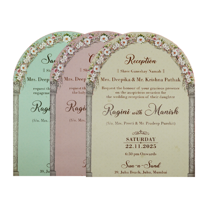 Blue Floral Arch Wedding Card-KSI64130