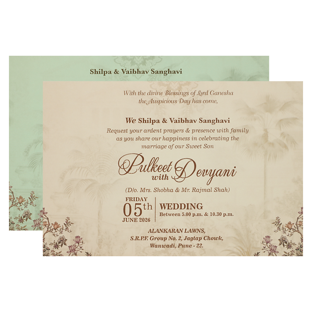 Buy Cream Floral Padded Wedding Card