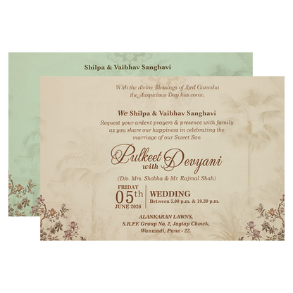 Buy Cream Floral Padded Wedding Card