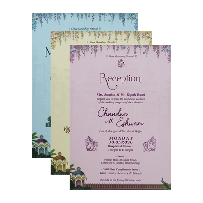 Grey Royal Elephant Padded Wedding Card-KSH72530