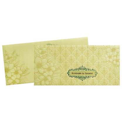 Gold Embossed Floral Pattern Wedding Invitation Card-KPR06310