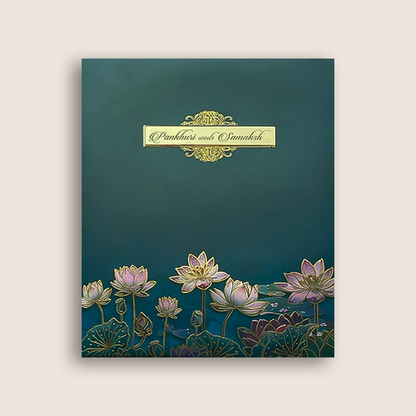 Royal Blue Padded Lotus Wedding Card - KAA06300