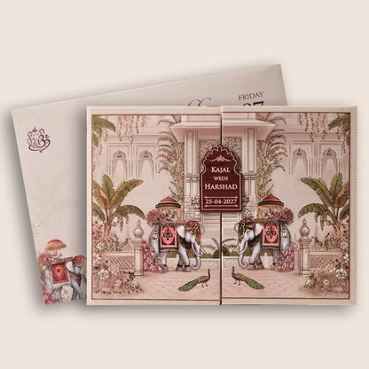 White Elephant Palace Padded Wedding Invitation - KSH18350