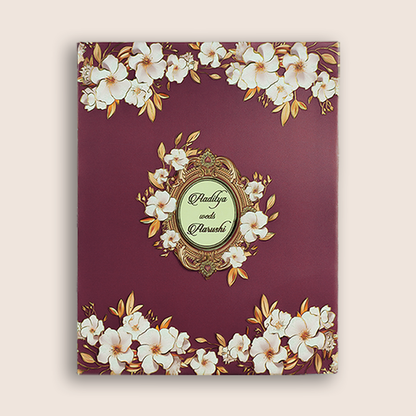 Pink Padded Floral Pattern Wedding Card - KAA06360