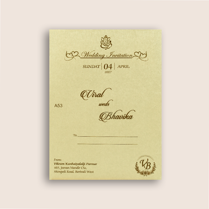 Cream Floral Laser Cut Wedding Invitation - KMARA530