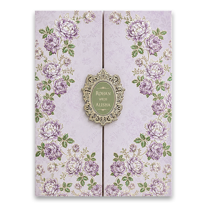 Lavender Floral Door Style Wedding Card - KFR15340