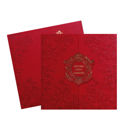 Red Floral Door Style Opening Wedding Invitation-KPR06070