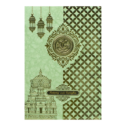 Green Door Style Floral Traditional Wedding Card - KNK3601GN