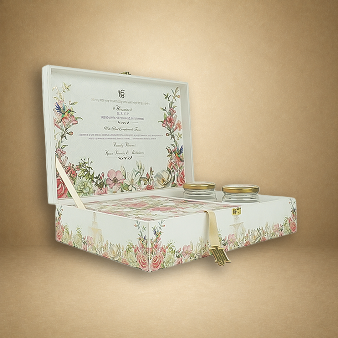 White Premium Floral Luxury Invitation box - KNLW202529