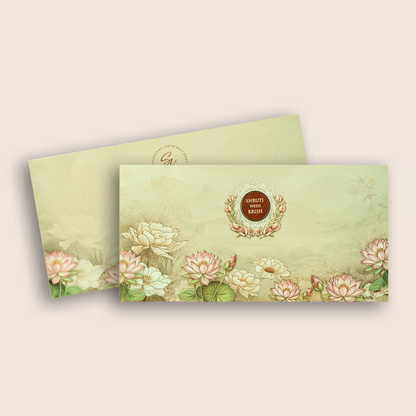 Grey Embossed Lotus Flower Wedding Invitation - KVN08030