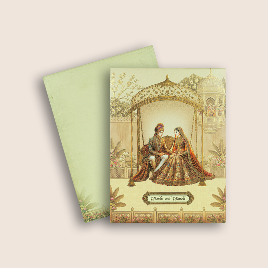 Cream Bride Groom Padded Wedding Card - KAA05660