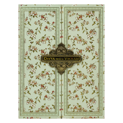 Green Floral Nameplate Door Invitation Card-KNTY6803