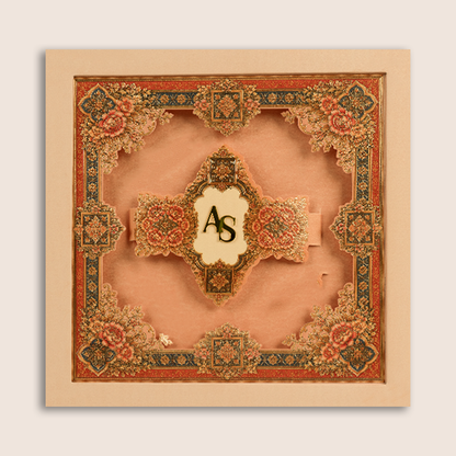 Light Pink Floral Laser cut Padded Invitation Card - KPR026200